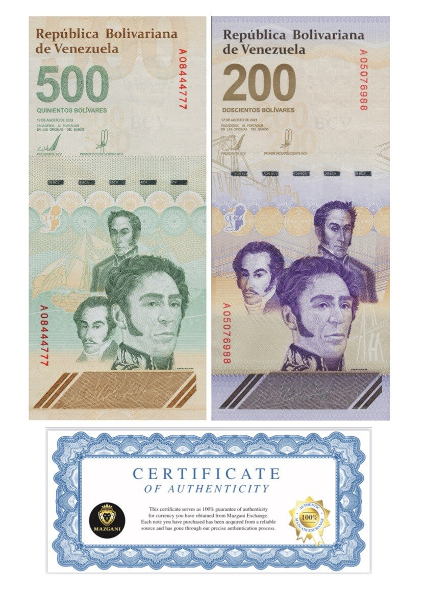 Venezuela 500 & 200 Digitales qty 1 2023 UNC Set million Bolivar NEW USA0