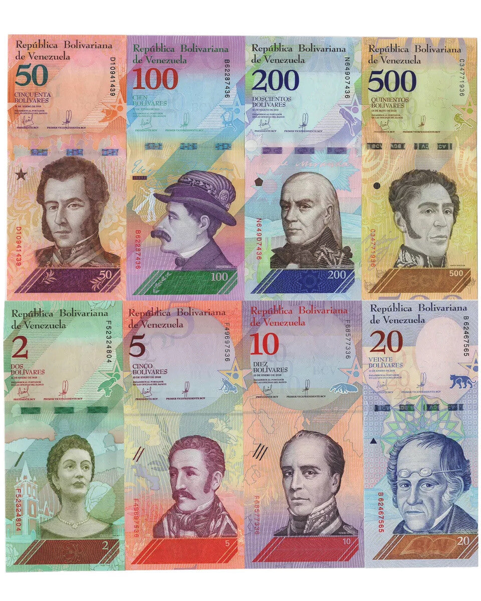 Venezuela 2,5,10,20,50,100,200,500 Bolivares, 2018 FULL SET, 8 Pcs UNC Banknotes1
