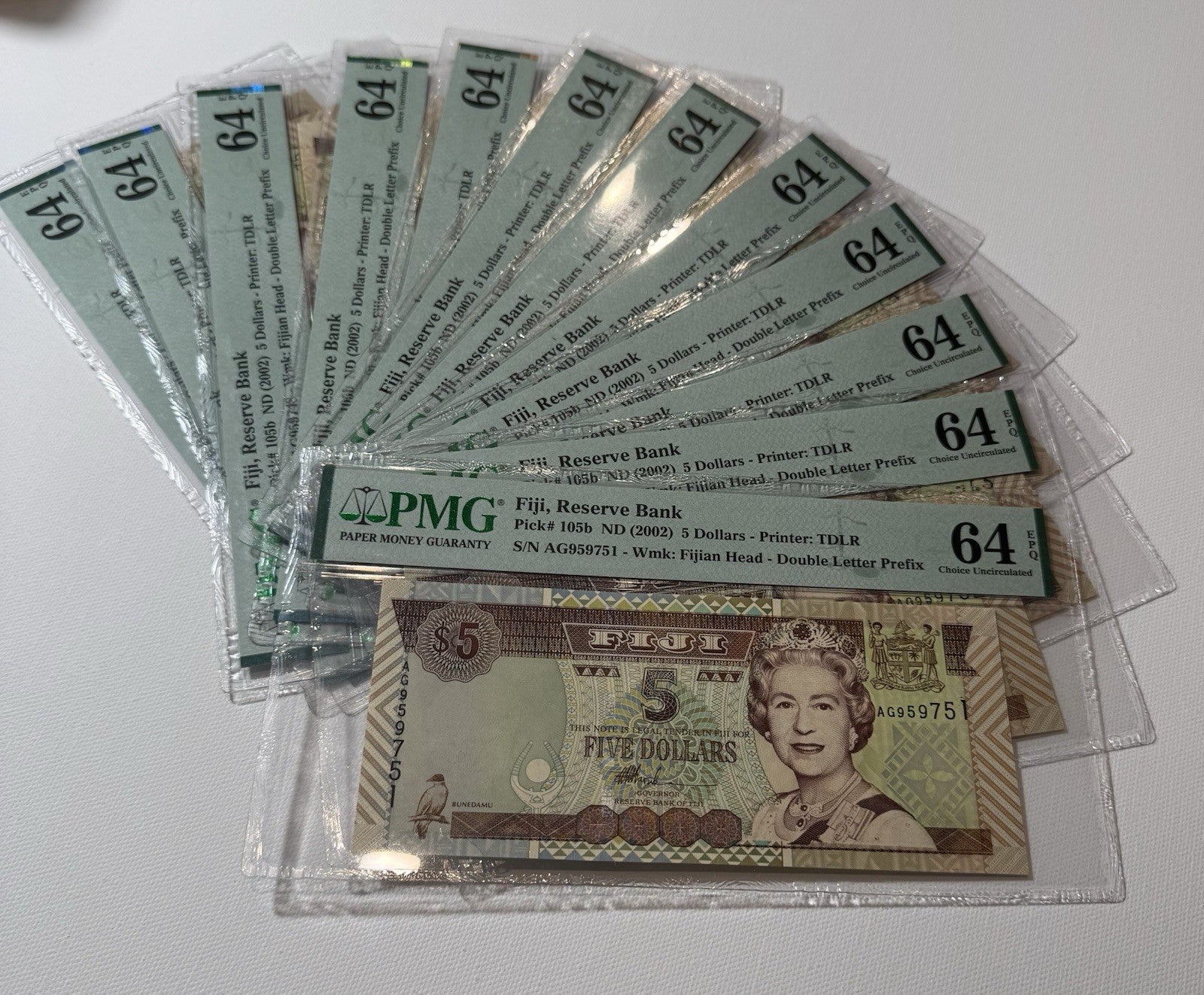 FIJI 5 dollars 2002 PMG Certified 64 EPQ UNC  P105b4