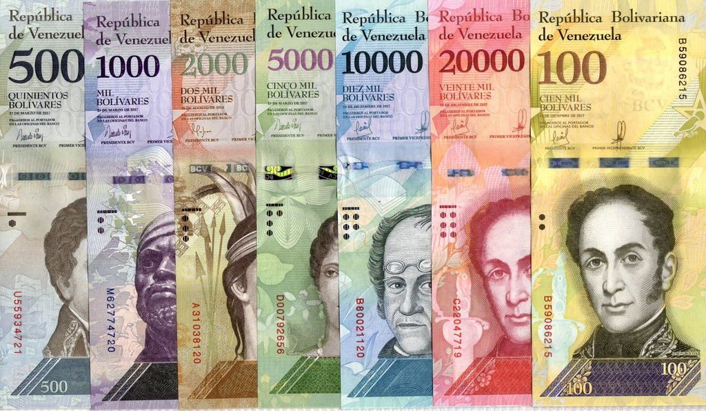 Venezuela FULL SET 2-100,000 Bolivares, & 2- 500 Soberano , 21 Pcs UNC Banknotes4