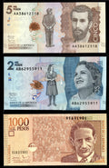 Colombia 5000, 2000, 1000 Pesos 3 Pcs set 2015 Banknote UNC New0