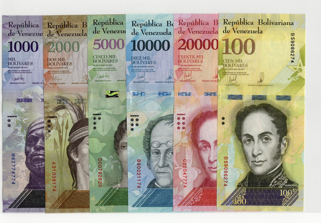 Venezuela 2 to 100,000 Bolivares, 2007-2017 FULL SET, 13 Pcs UNC Banknotes1