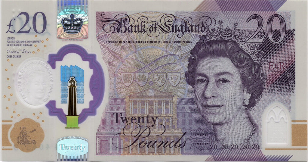UK Great Britain British 20 pounds  2018 QEII Polymer Cir1