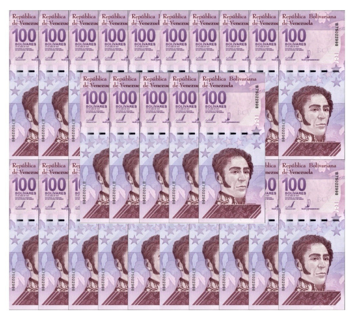 Venezuela 100 Digitales banknotes 2021 qty 25 UNC 100 million bolivars1