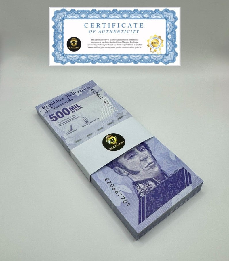 Venezuela 500 Mil Bolivar Soberano 2020 UNC qty 100 Pcs Full Bundle New0