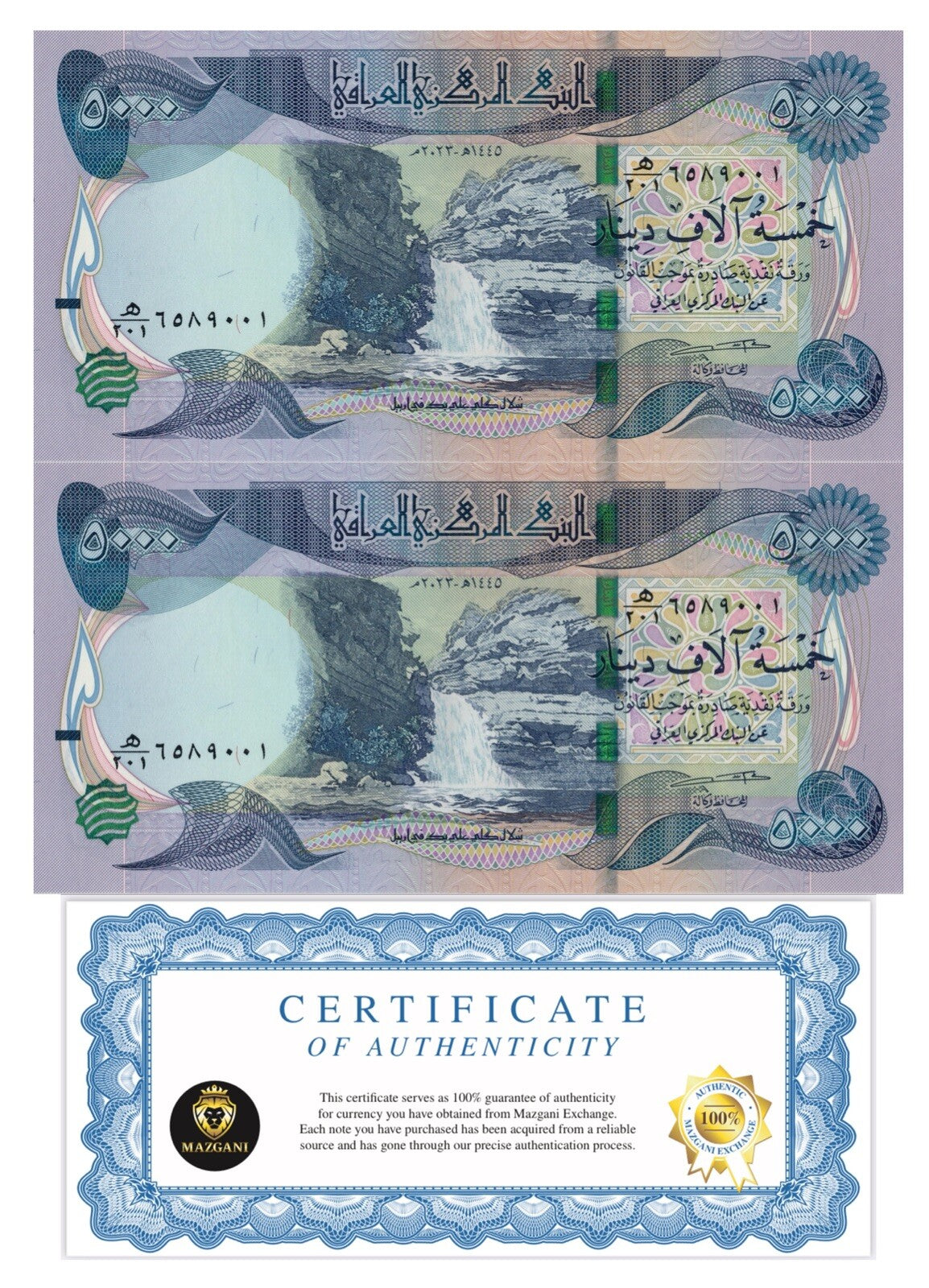 Iraq 5,000 Dinars Banknote, 2023, UNC qty 2 (10,000 IQD total) USA NEW0