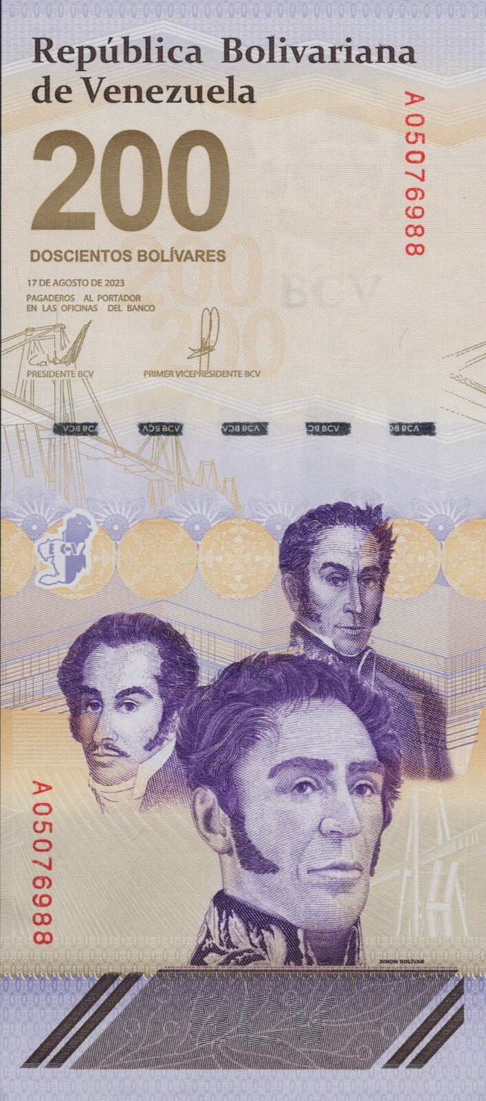 Venezuela 200 Digitales qty 10 2023/24 UNC 200 million Bolivar NEW USA1