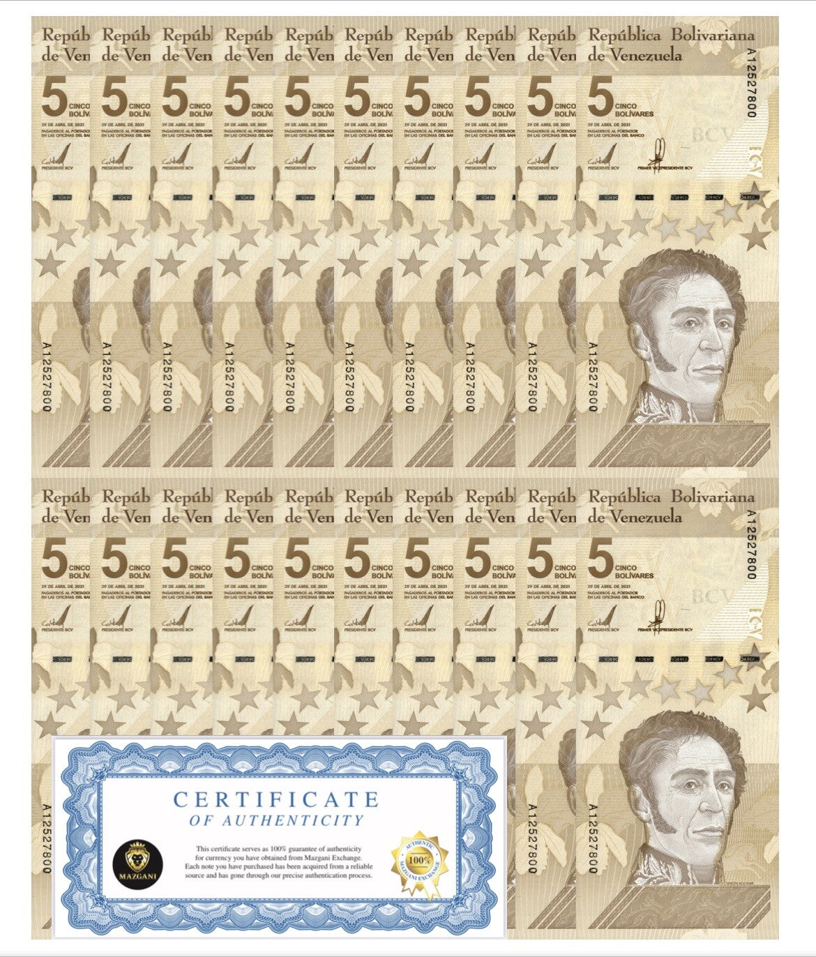 Venezuela 5 Digitales banknotes 2021 qty 20 UNC 5 million bolivars New COA0
