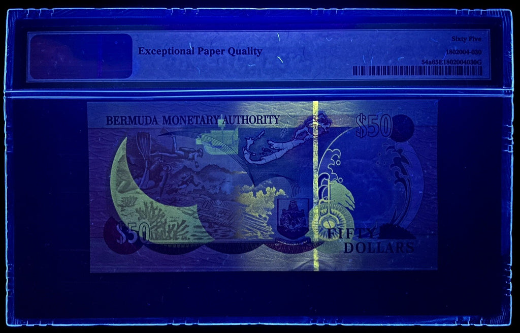 Bermuda 50 Dollars 2000 P-54a UNC PMG GEM 65 EPQ low Serial # * 2 DAY SHIPPING*3