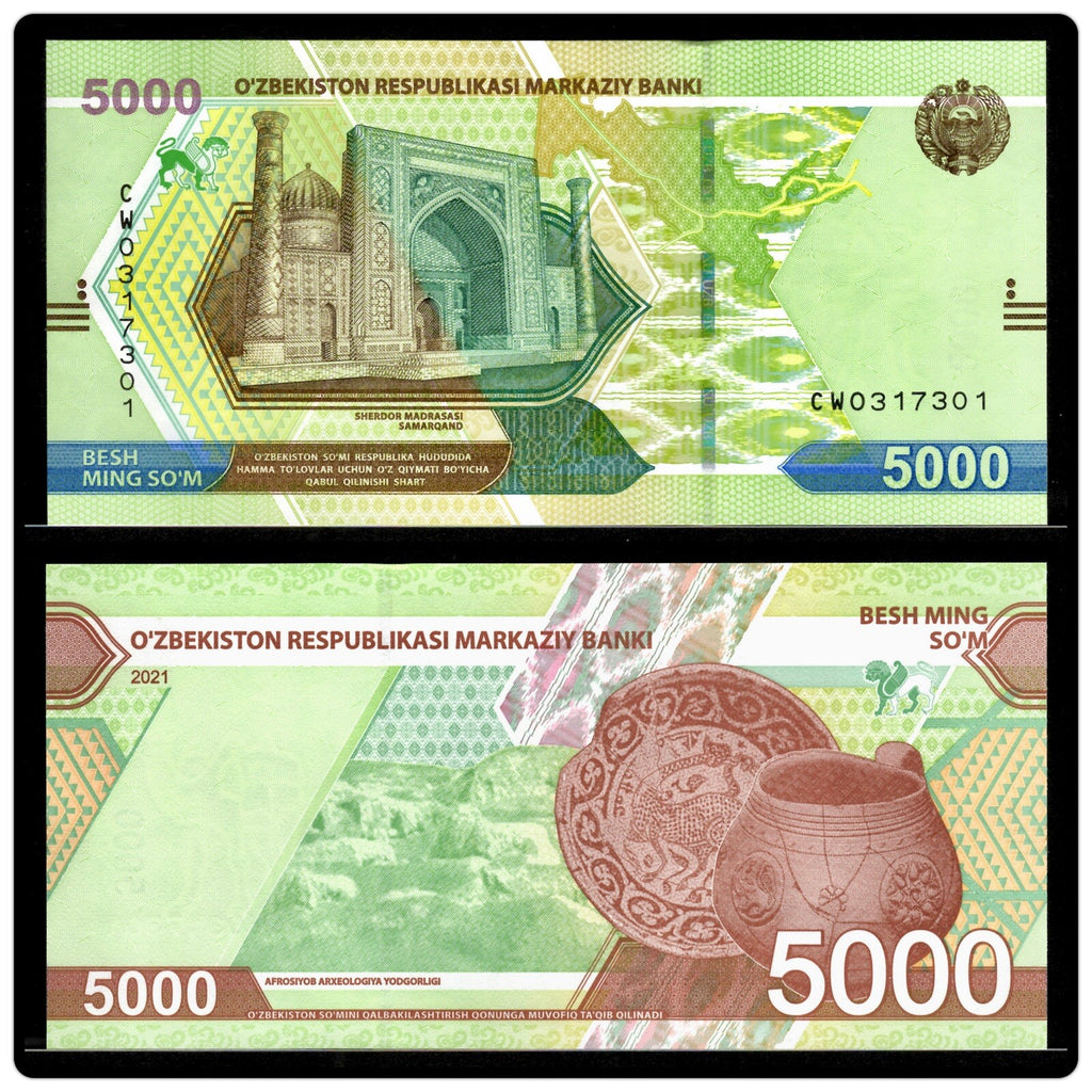 Uzbekistan 2000 5000 10,000 20,000 50,000 100,000 Sum, 6 Pcs SET, 2021, UNC NEW8