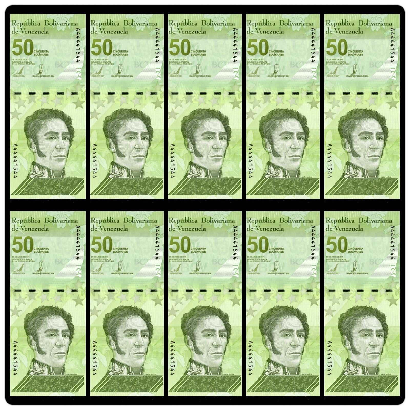 Venezuela 50 Digitales 2021 qty 10 UNC 50 million bolivars *NEW* USA COA1