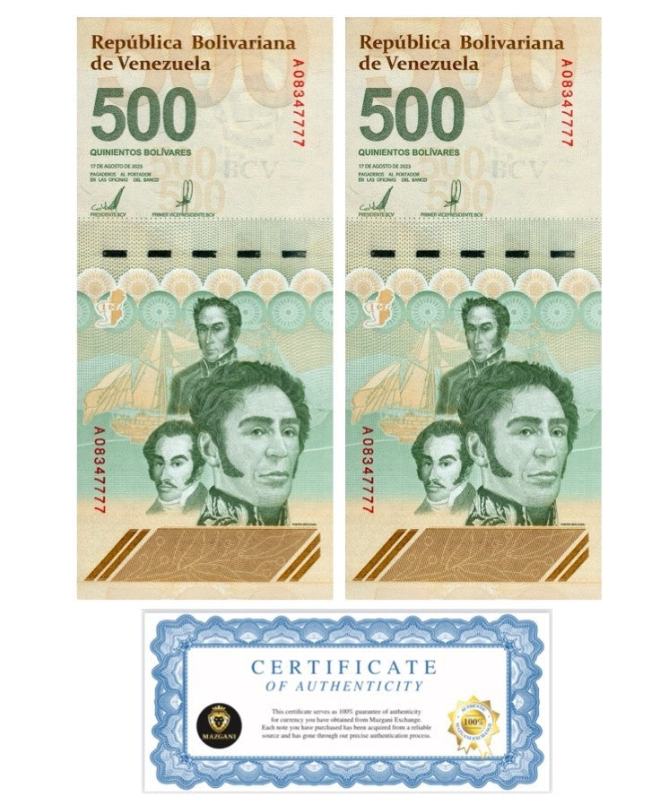 VENEZUELA 500 DIGITALES qty 2 banknotes UNC 500 million bolivar soberano USA NEW0