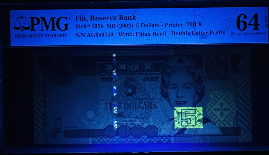 FIJI 5 dollars 2002 PMG Certified 64 EPQ UNC  P105b2