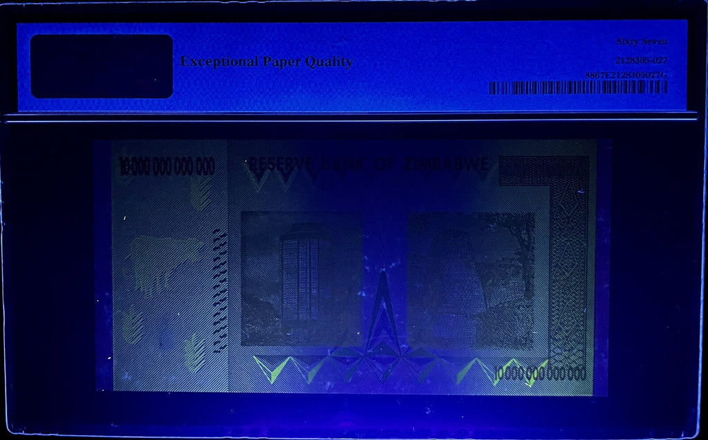 Zimbabwe 10 Trillion Dollars  2008 P88 PMG 67 EPQ Gem UNC Authentic USA3