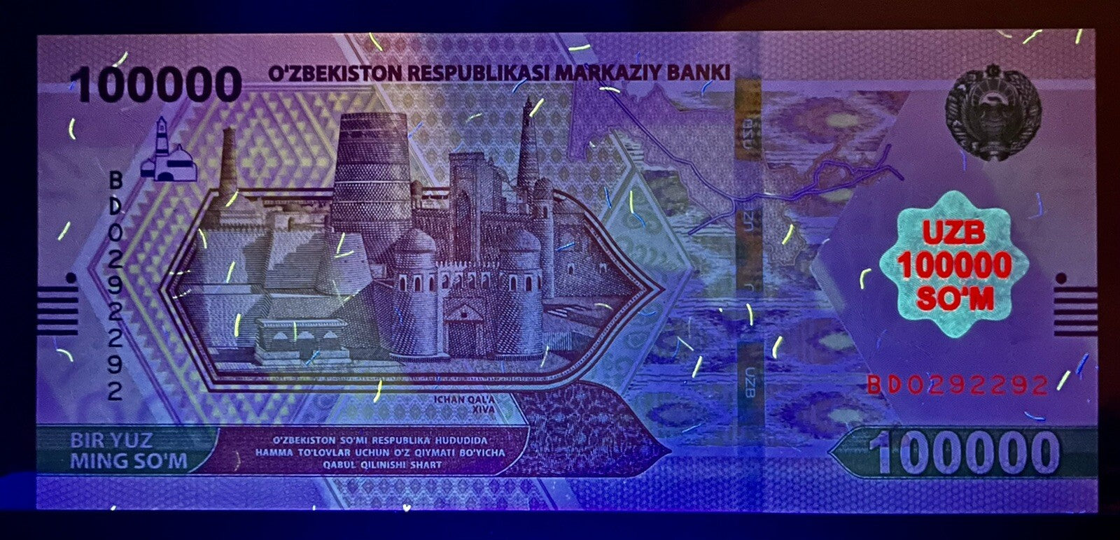 Uzbekistan, 100000 (100,000) Sum, 2021, P-92 , UNC , Completely Redesigned NEW2