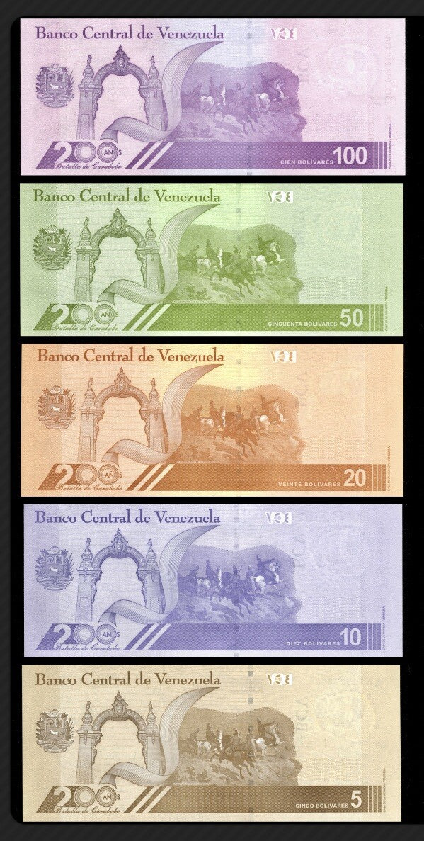 Venezuela Bolivares Digitales 5 Pcs SET 2021 UNC Banknote 5, 10, 20, 50, 100 New2