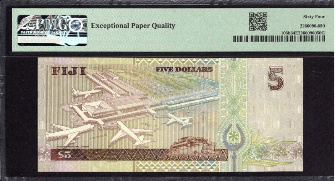 FIJI 5 dollars 2002 PMG Certified 64 EPQ UNC  P105b1