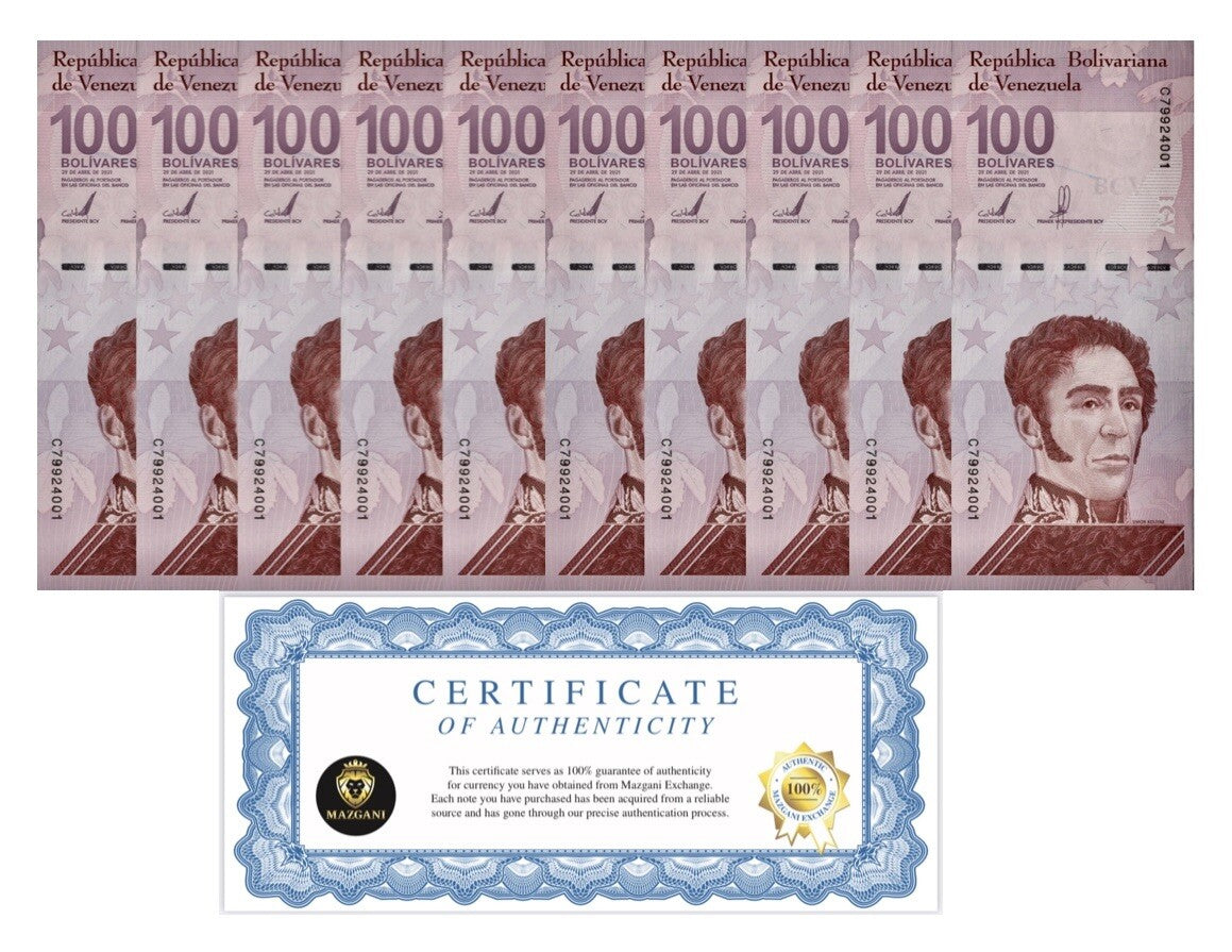VENEZUELA 100 DIGITALES qty 10 2021 Cir 100 million bolivar USA0