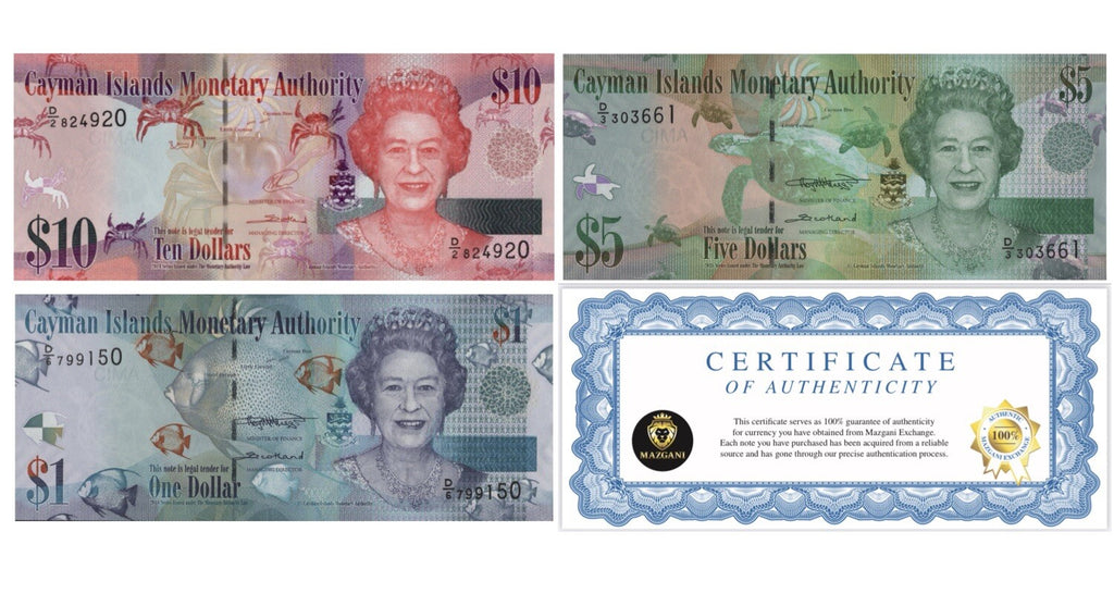 Cayman Islands 1, 5, 10 dollars 3 Pcs Set 2014 - 2018 UNC Queen Elizabeth II New2