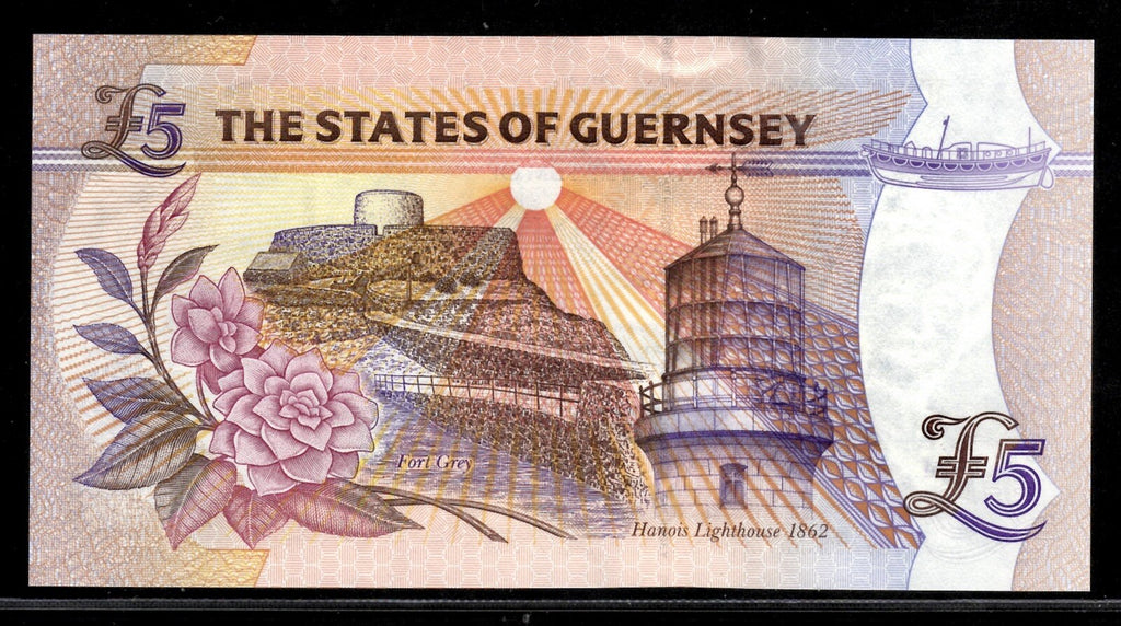 Guernsey 5 Pounds banknote, 1996 - 2006, P-56c, QEII UNC Currency 3