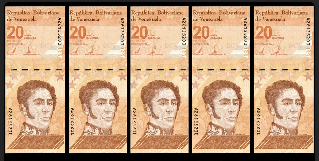 Venezuela 20 Digitales banknotes 2021 qty 5 UNC 20 million bolivars New P-1171