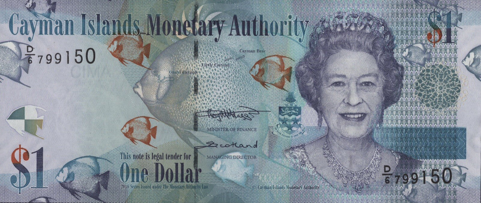 Cayman Islands 1, 5, 10 dollars 3 Pcs Set 2014 - 2018 UNC Queen Elizabeth II New12