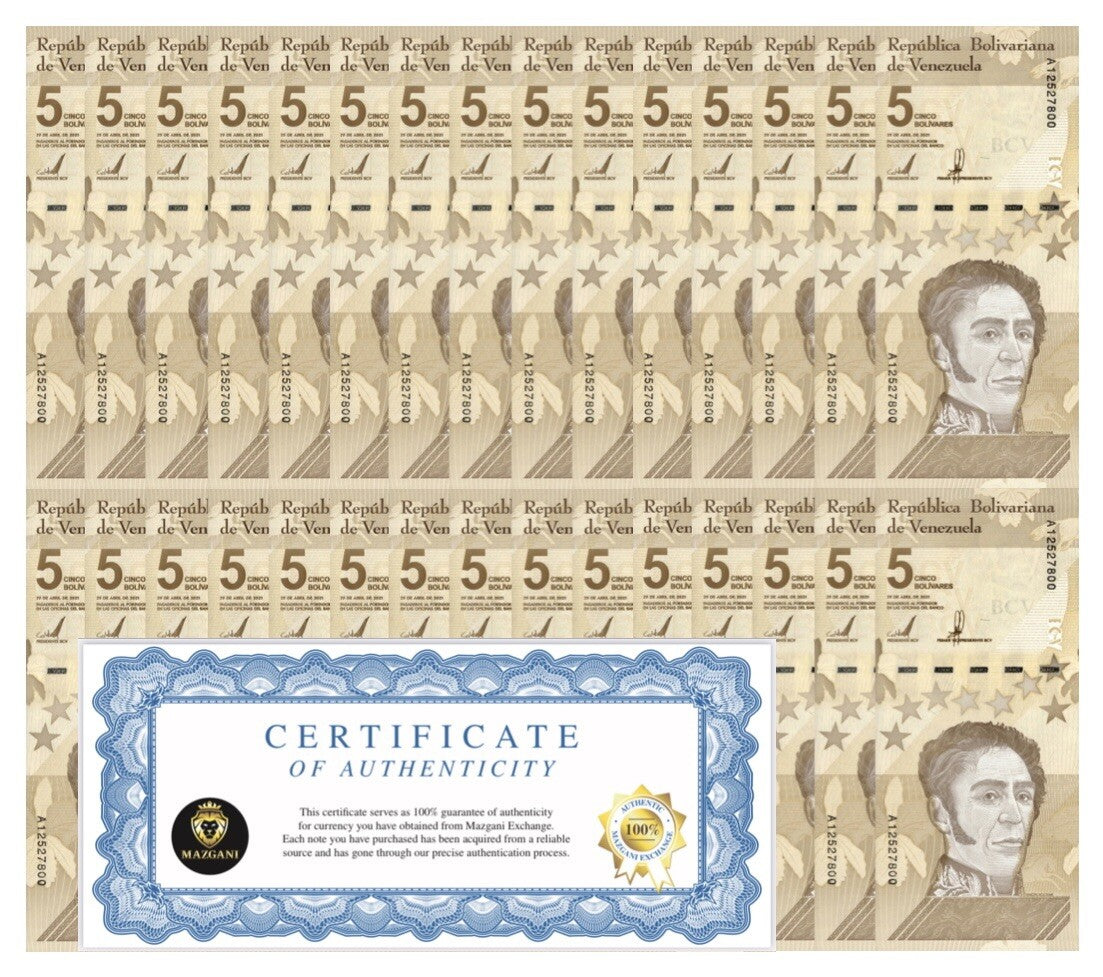 Venezuela 5 Digitales banknotes 2021 qty 30 UNC 5 million bolivars New COA0