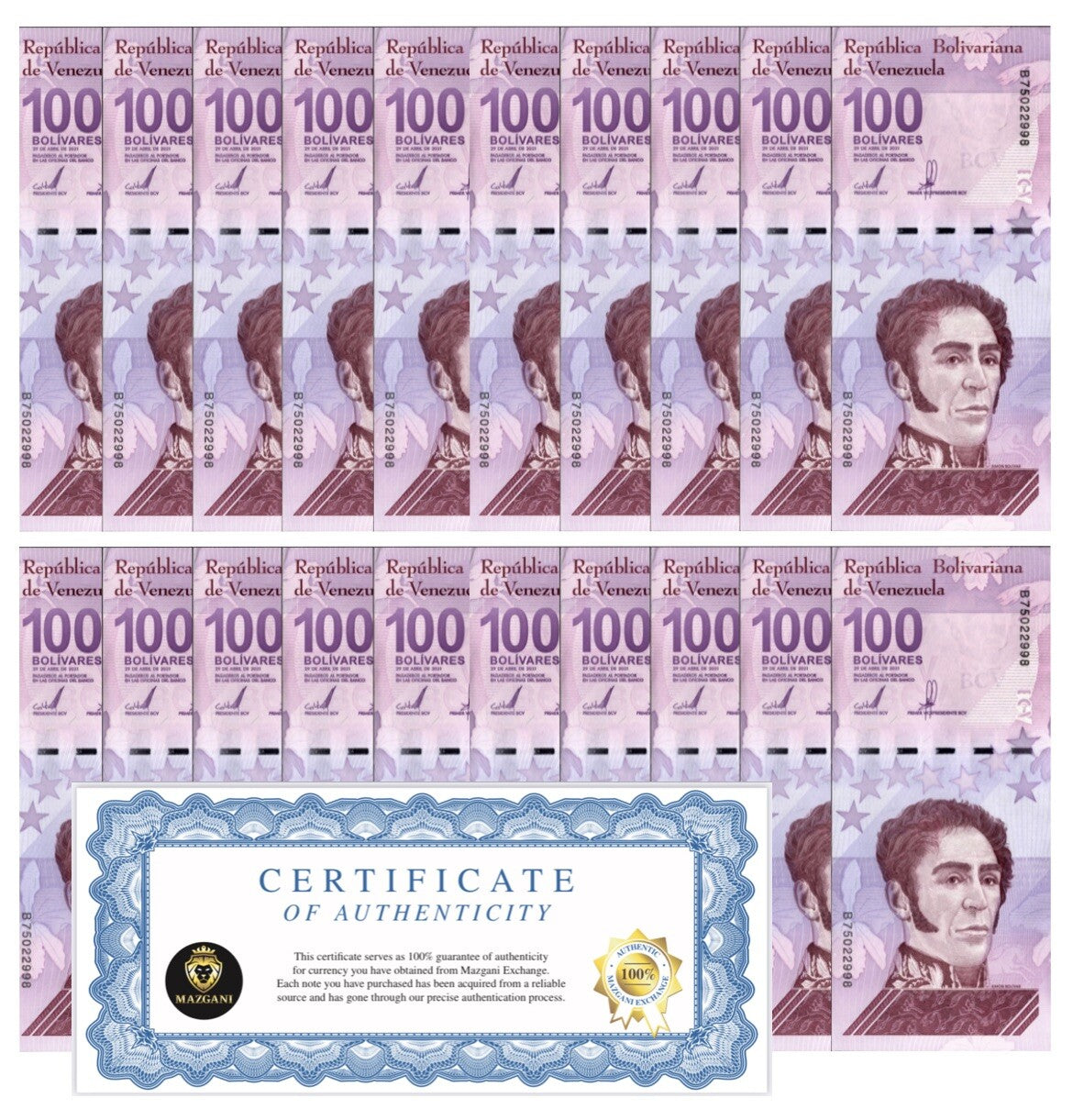 Venezuela 100 Digitales 2021 qty 30 UNC 100 million bolivars New0