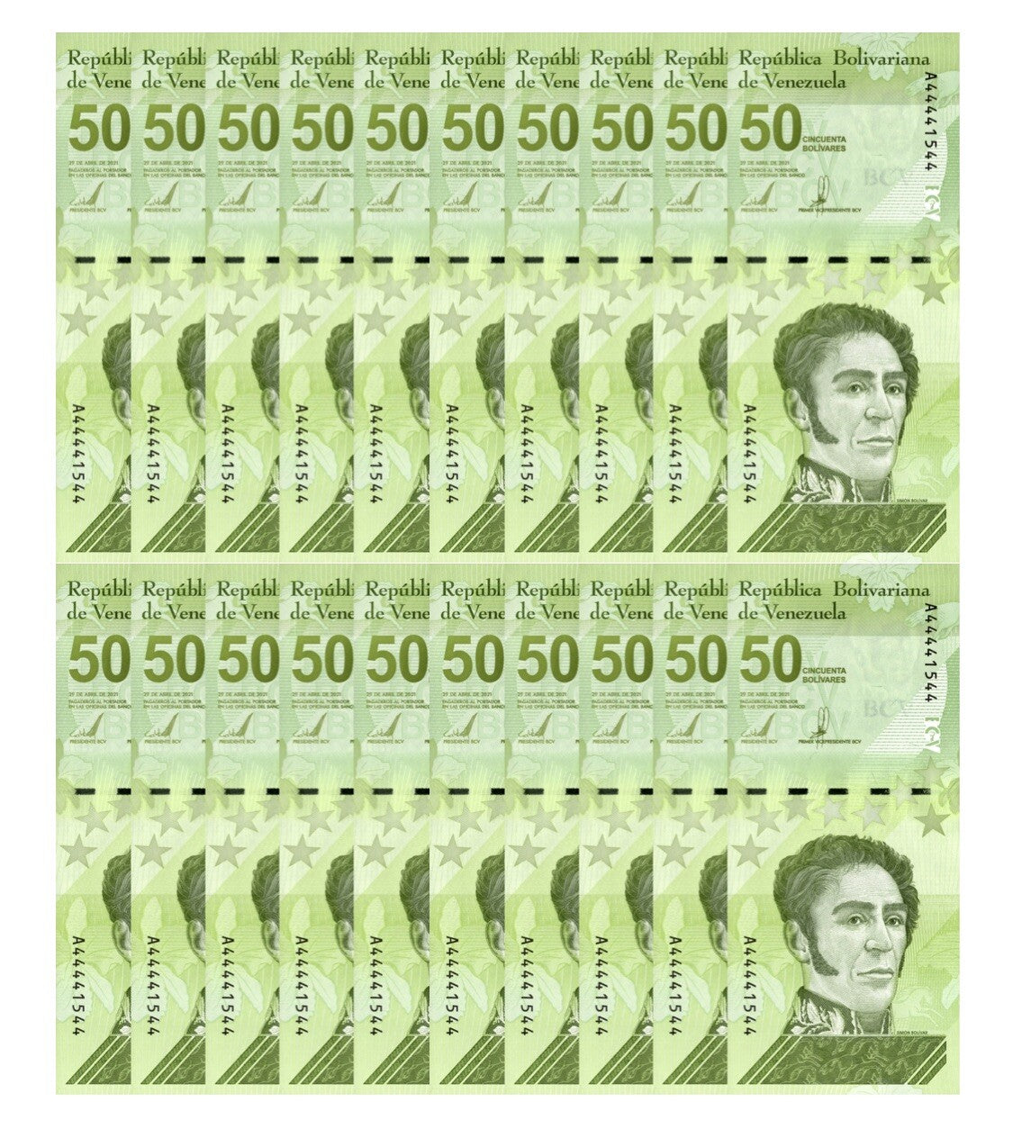 Venezuela 50 Digitales 2021 qty 25 UNC 50 million bolivar soberano New USA1