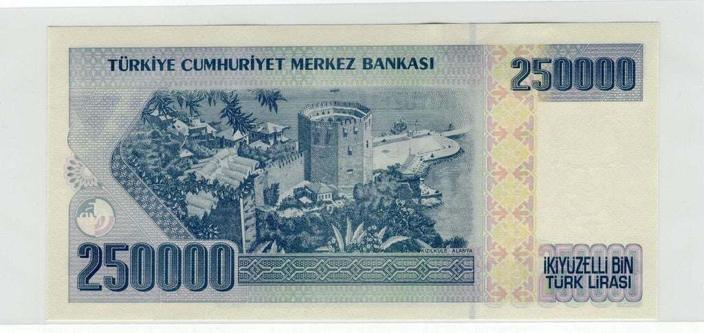 TURKEY  250,000 (1/4 MILLION) LIRA P-211 1998  ATATURK MONUMENT UNC BANKNOTE2