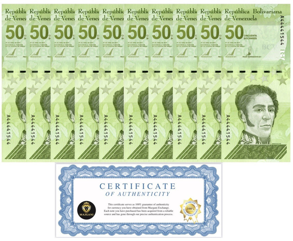 Venezuela 50 Digitales 2021 qty 10 Cir 50 million bolivar USA1