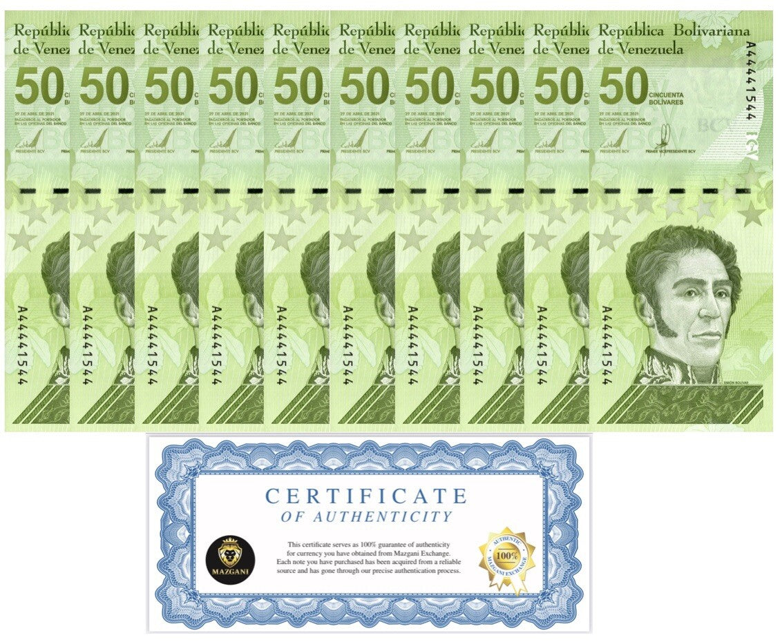 Venezuela 50 Digitales 2021 qty 10 Cir 50 million bolivar USA1