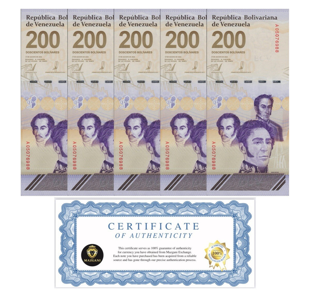 Venezuela 200 Digitales qty 5 2023/24 Circulated 200 million Bolivar  USA0