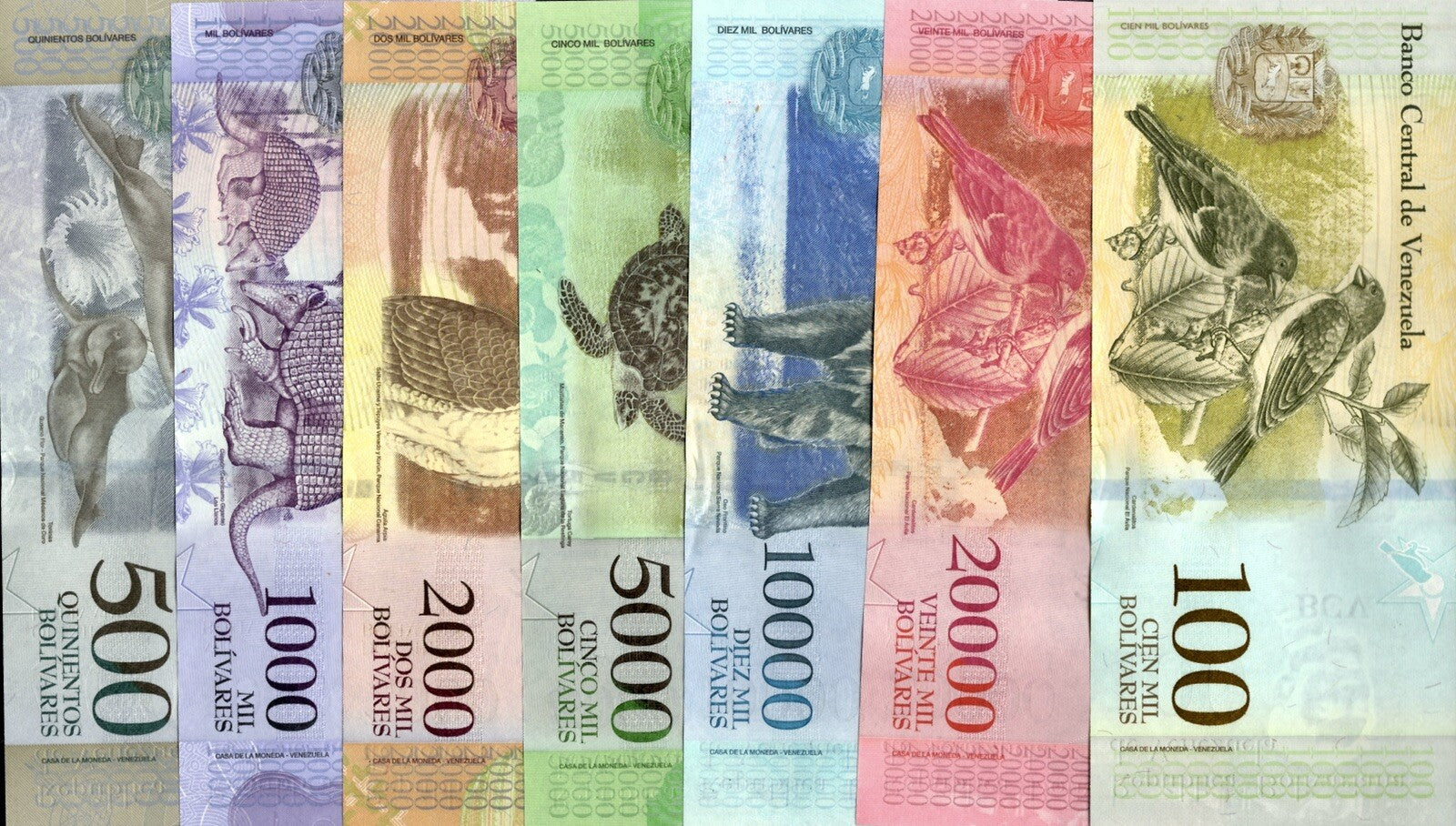 Venezuela FULL SET 2-100,000 Bolivares, & 2- 500 Soberano , 21 Pcs UNC Banknotes5