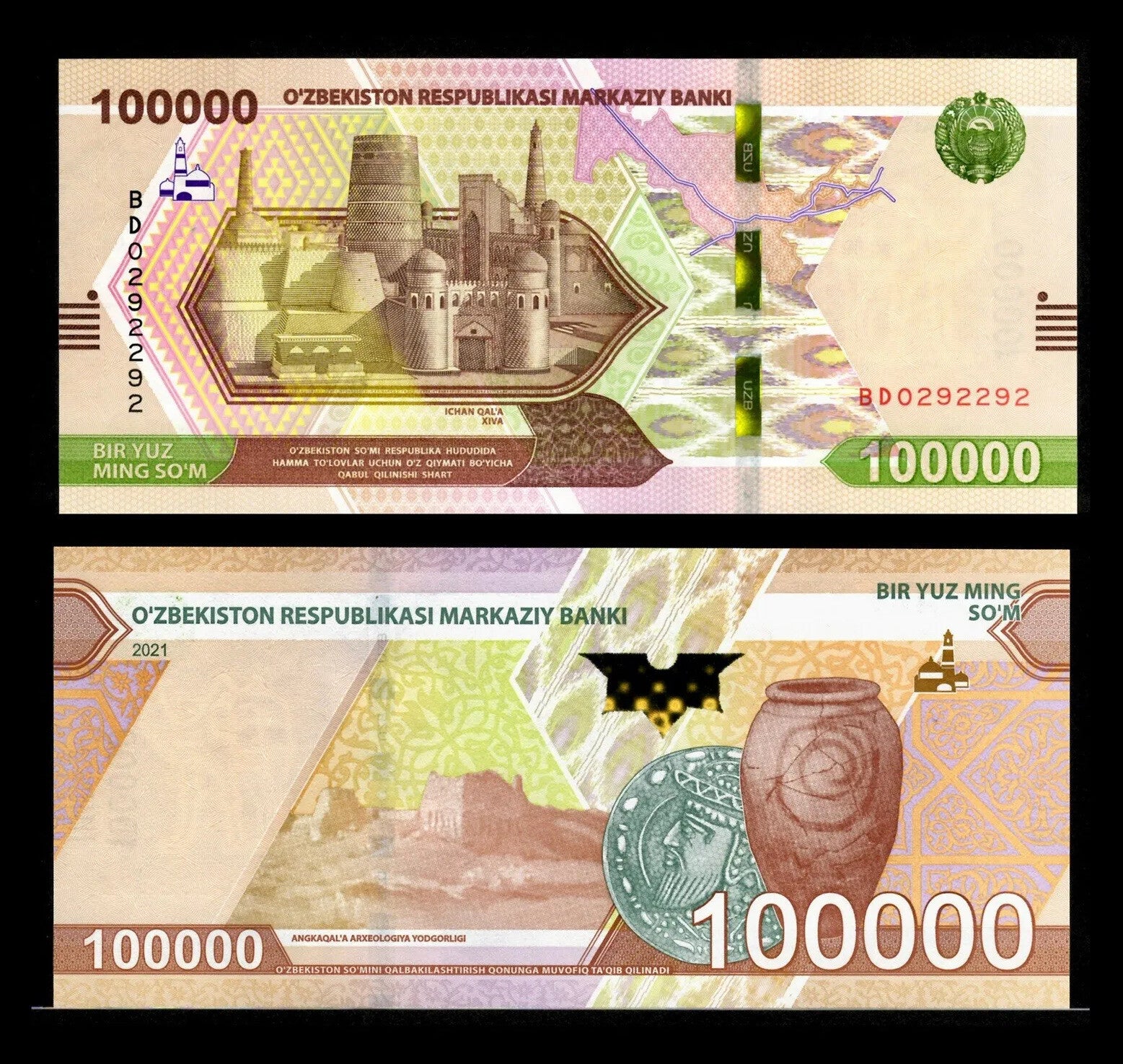 Uzbekistan 2000 5000 10,000 20,000 50,000 100,000 Sum, 6 Pcs SET, 2021, UNC NEW2
