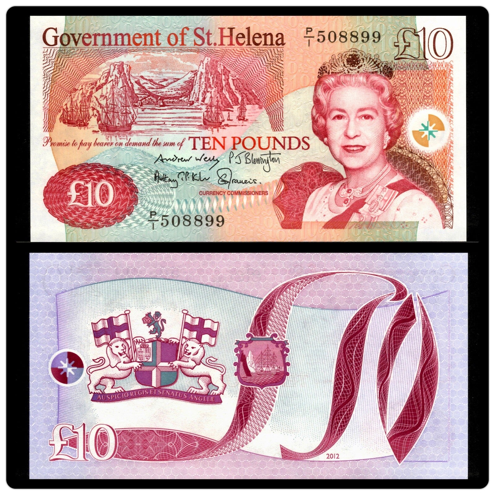 St. Helena, 10 Pounds Banknote 2012, P-12b, Queen Elizabeth II, UNC QEII0