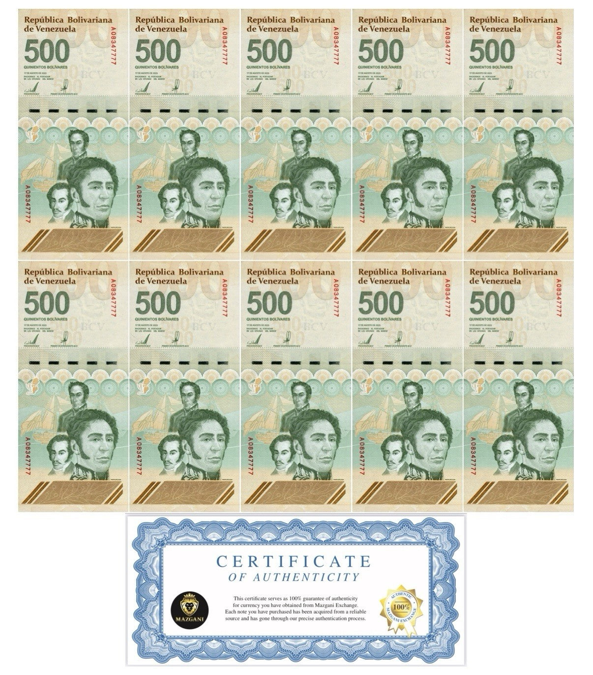 VENEZUELA 500 DIGITALES 2023 Qty 10 Cir. 500 million bolivar soberano  USA0