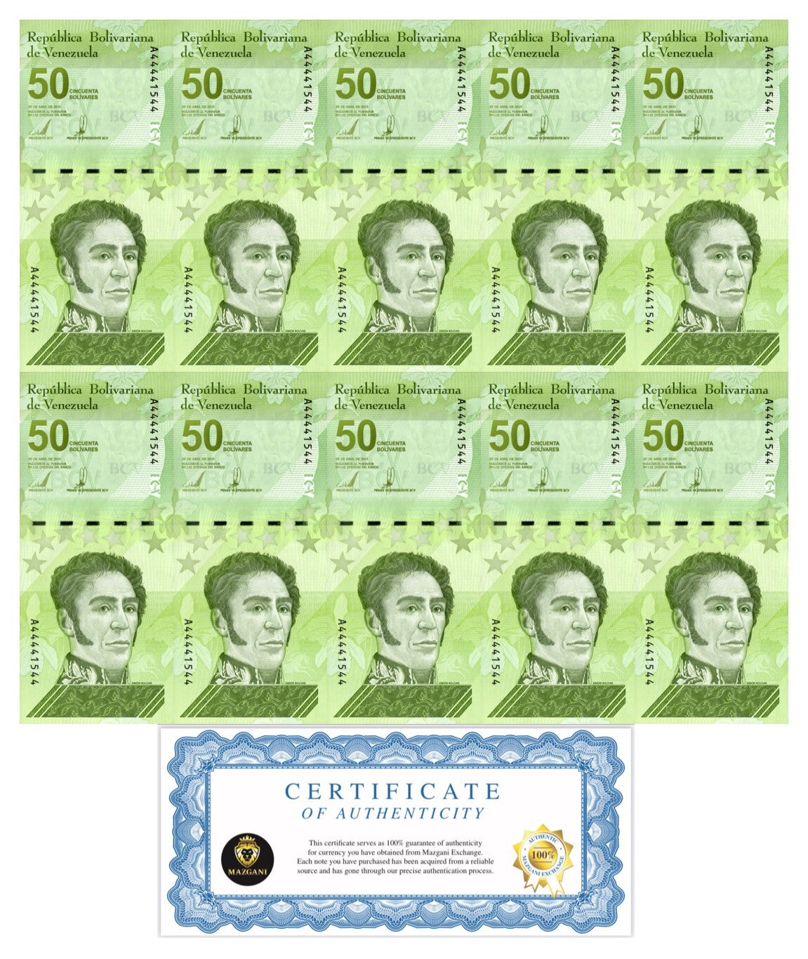 Venezuela 50 Digitales 2021 qty 10 Cir 50 million bolivar USA0