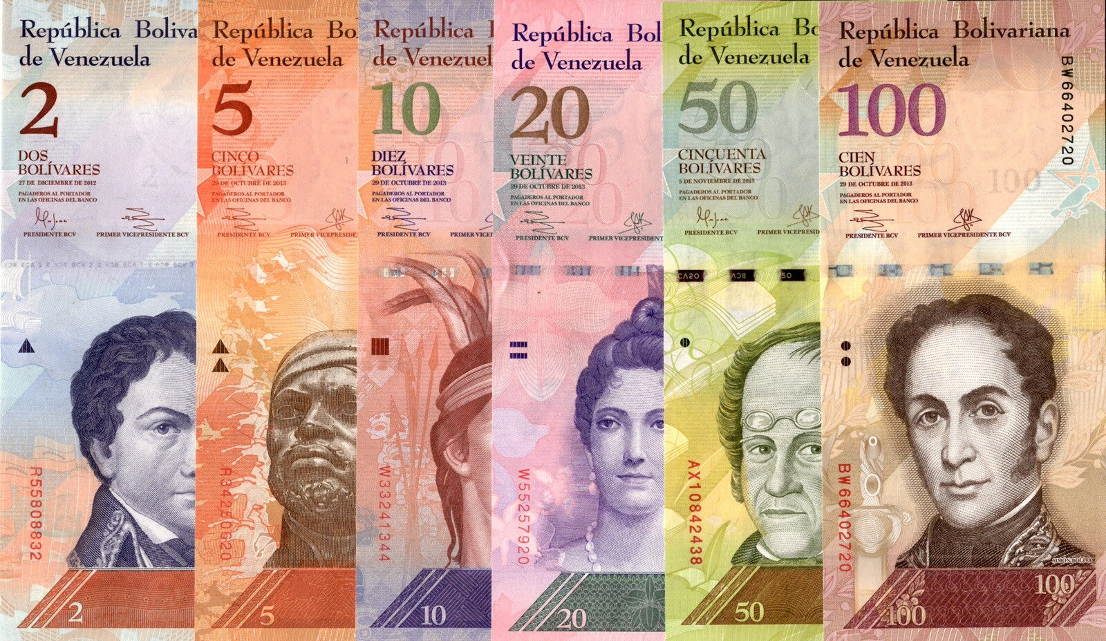 Venezuela FULL SET 2-100,000 Bolivares, & 2- 500 Soberano , 21 Pcs UNC Banknotes2