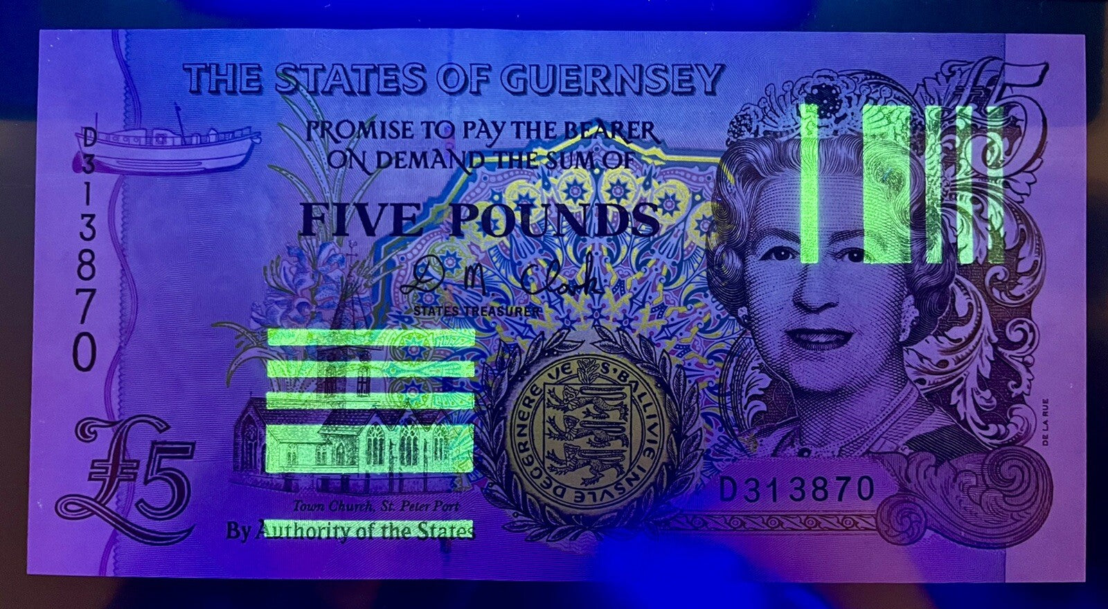 Guernsey 5 Pounds banknote, 1996 - 2006, P-56c, QEII UNC Currency 2