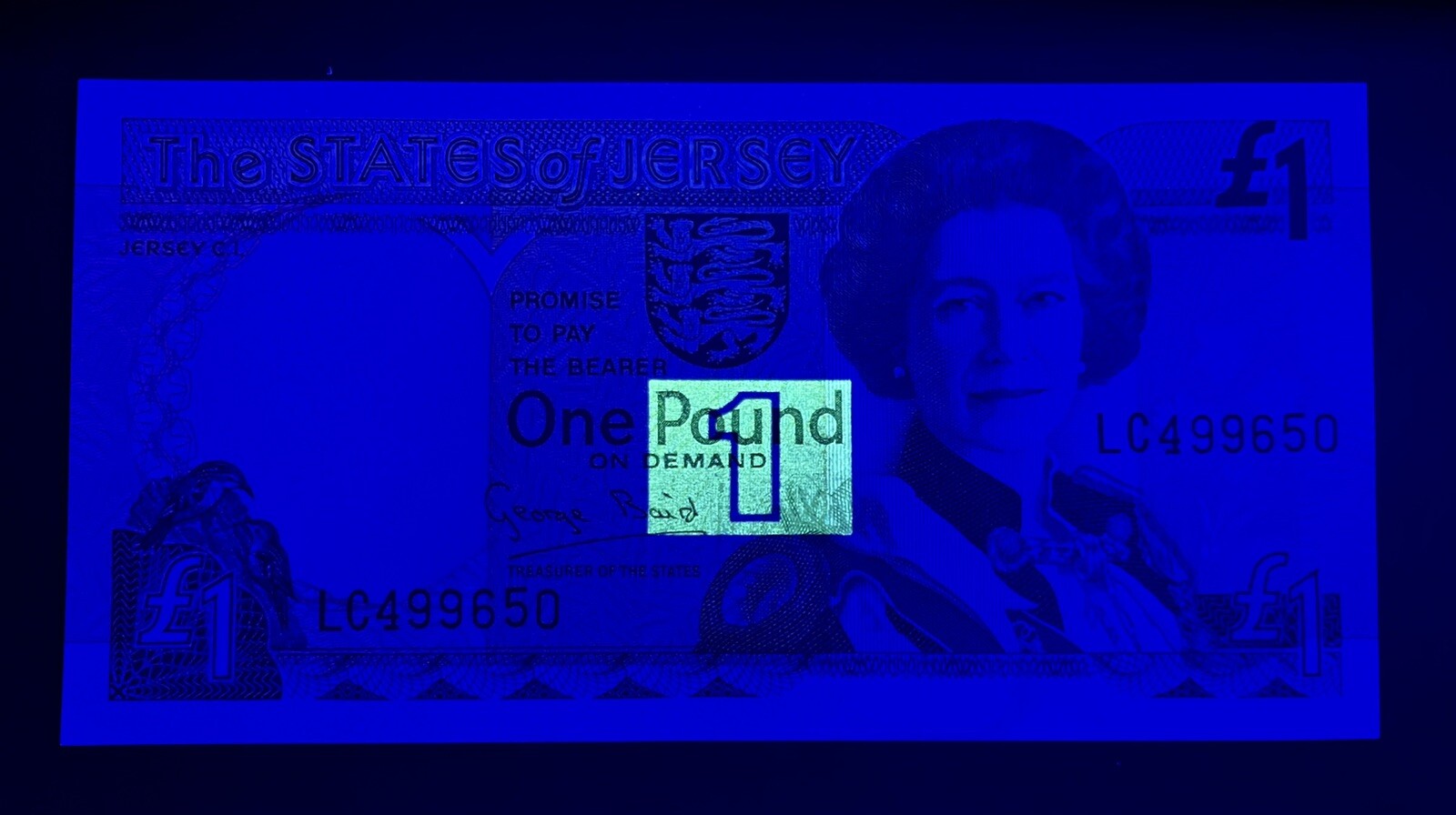 JERSEY 1 POUND BANKNOTE P20 1993 QUEEN ELIZABETH II Prefix-LC UNC 2