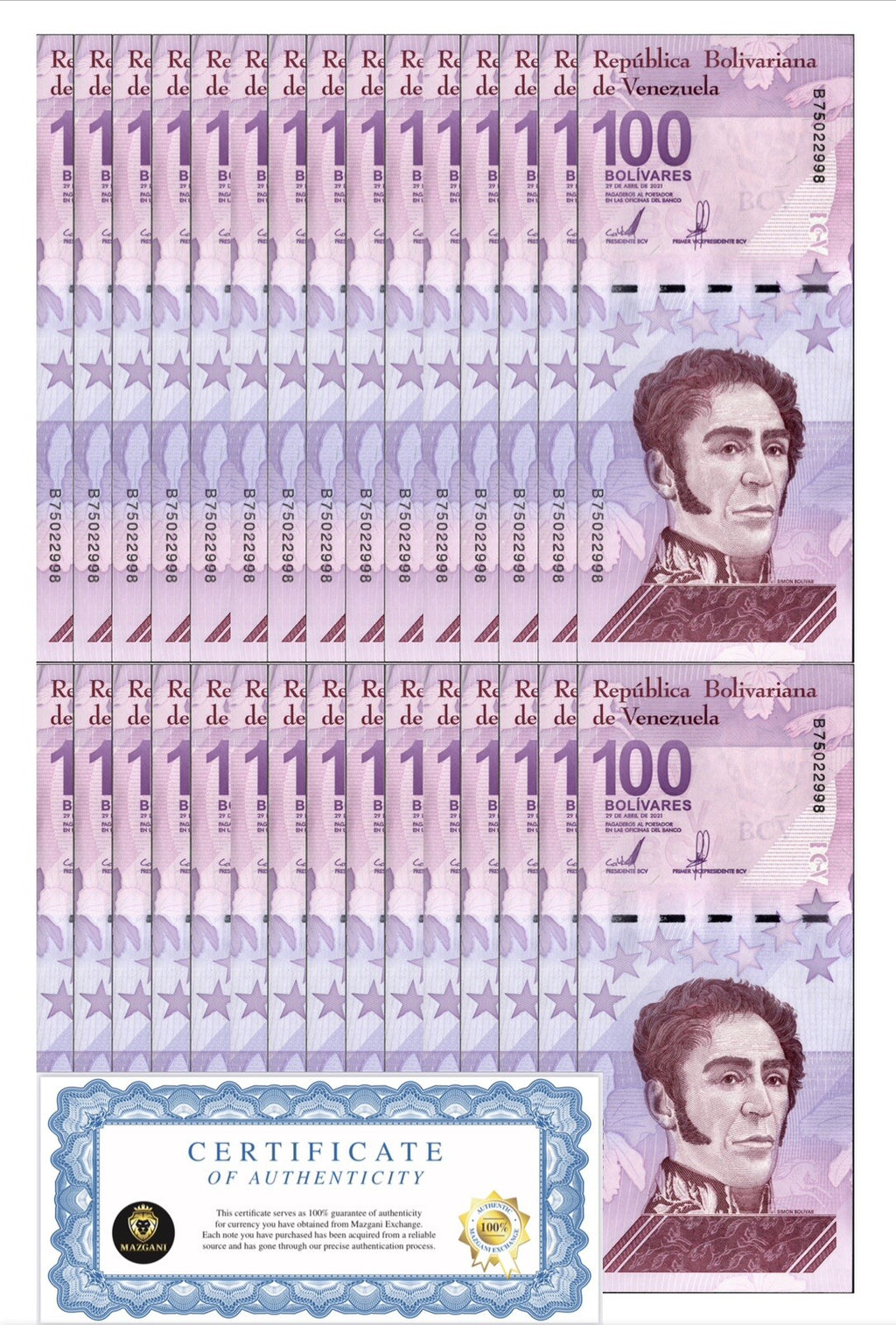 Venezuela 100 Digitales 2021 qty 30 UNC 100 million bolivars New1