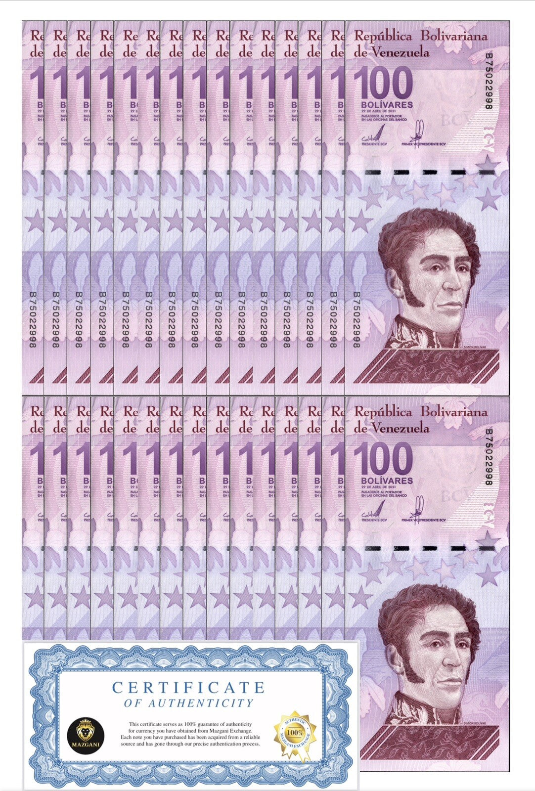 Venezuela 100 Digitales 2021 qty 30 UNC 100 million bolivars New1