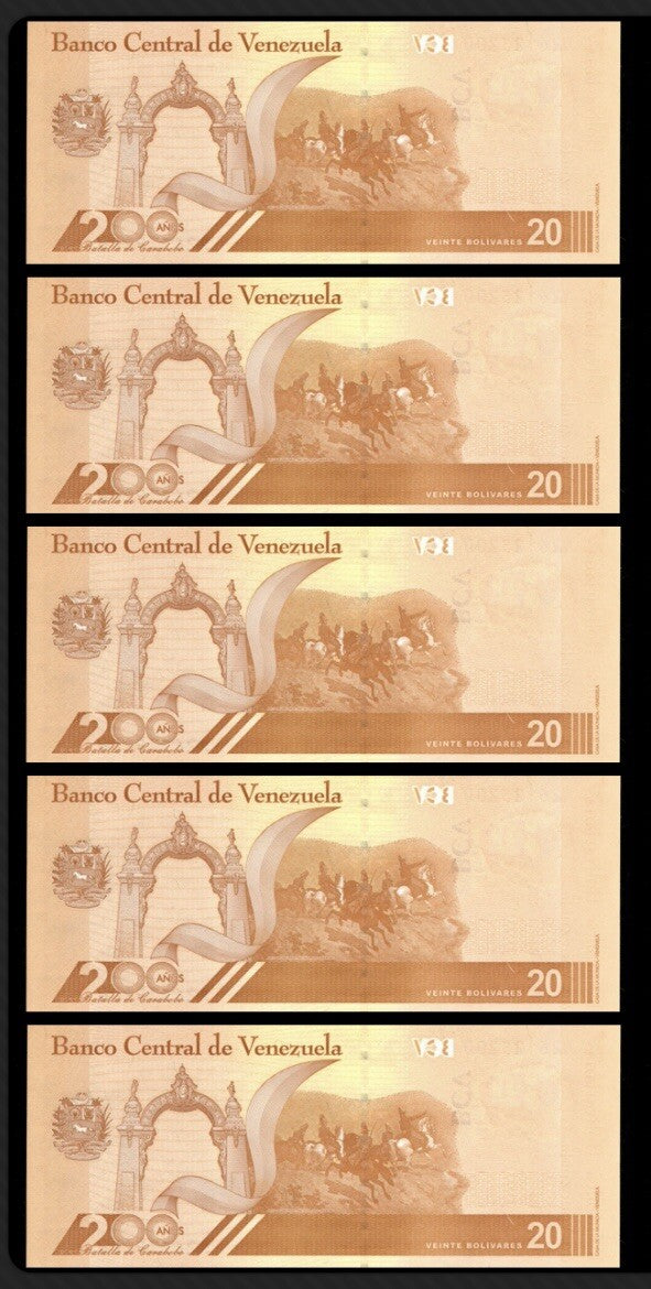 Venezuela 20 Digitales banknotes 2021 qty 5 UNC 20 million bolivars New P-1172