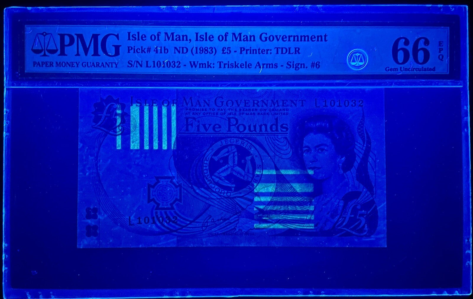 Isle of Man 5 Pounds, 1983 PMG Banknote GEM UNC 66 EPQ P-41b *2 Day Shipping*2