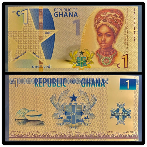 Ghana 1 Cedi Aurum 24k gold Banknote 2020 Uncirculated **2 Day Free Shipping**0