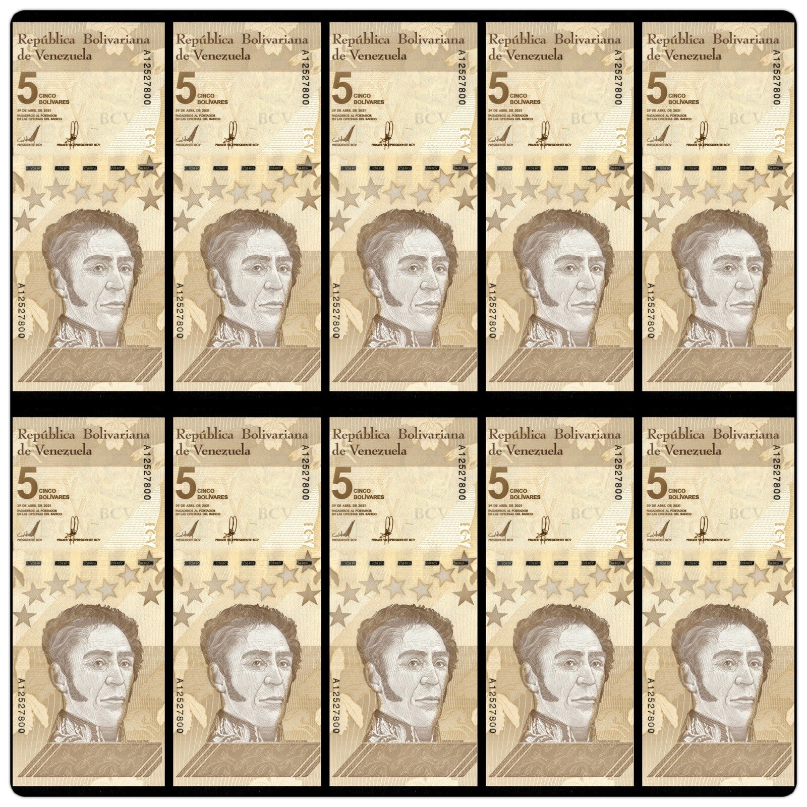 Venezuela 5 Digitales banknotes 2021 qty 10 UNC 5 million bolivars New1