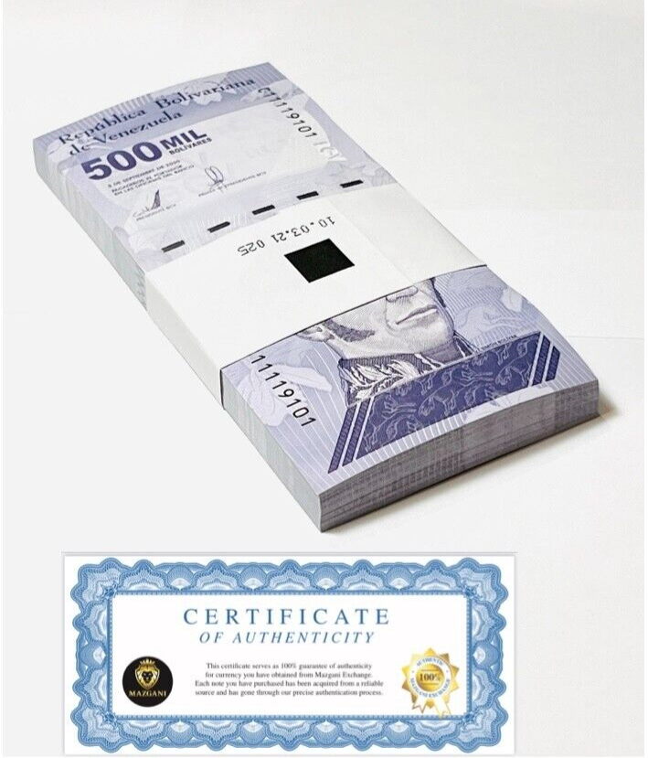 Venezuela 500 Mil Bolivar Soberano 2020 UNC qty 50 Pcs 1/2 Bundle New0