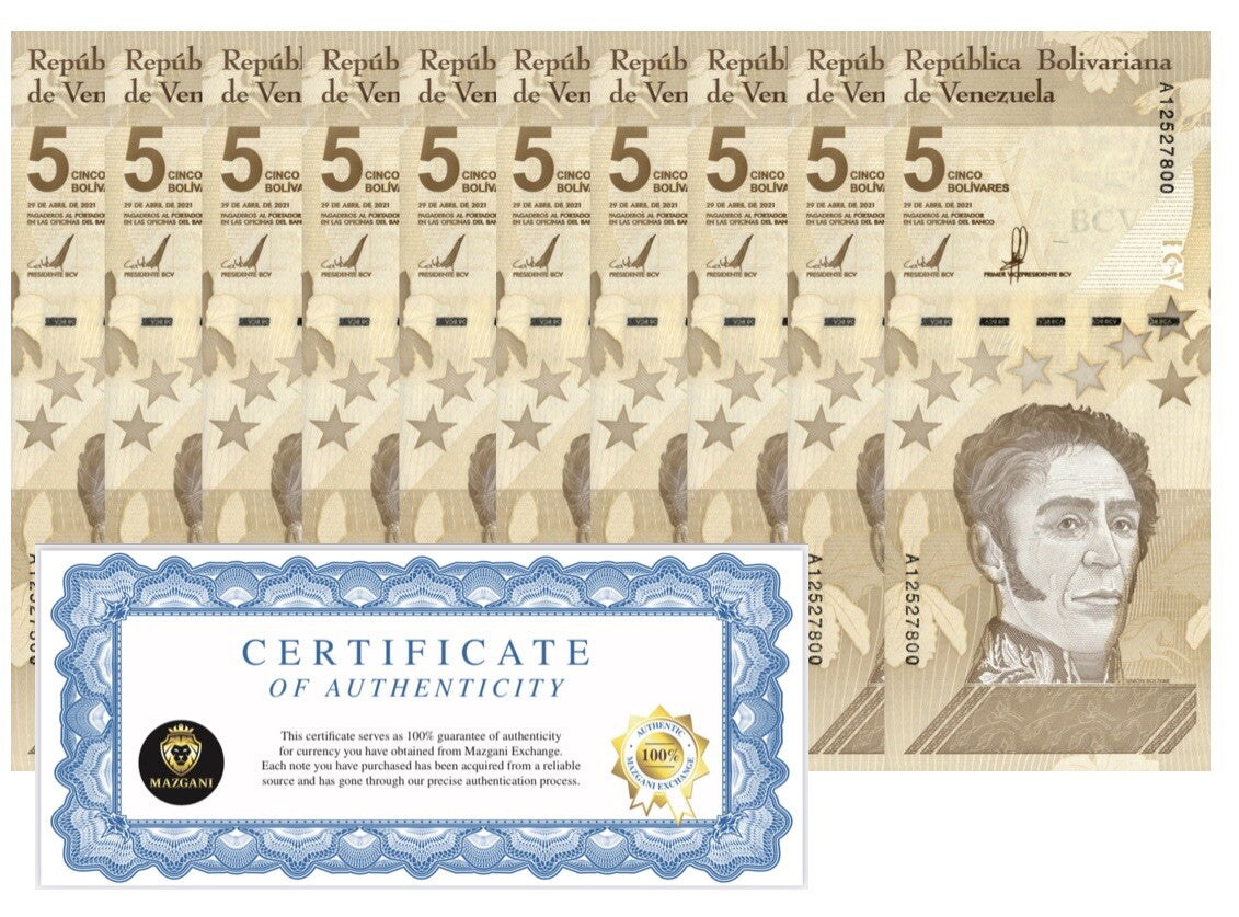 Venezuela 5 Digitales banknotes 2021 qty 10 UNC 5 million bolivars New0