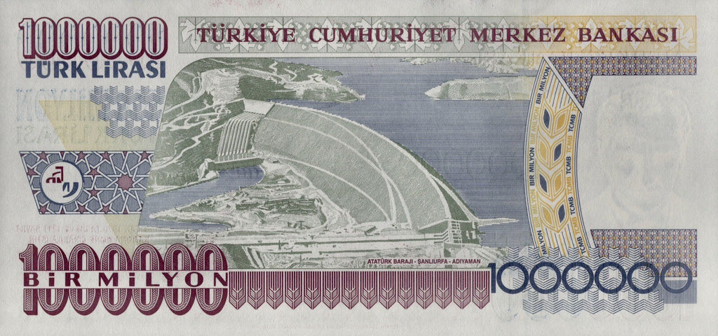 TURKEY 1,000,000 Lira qty 5 (5 MILLION TL Total) 1970-2002 UNC BANKNOTE USA3